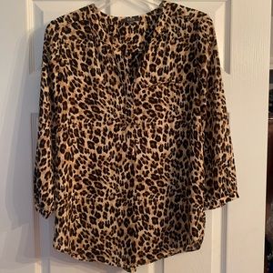 NYDJ Long Sleeved Leopard-print Blouse